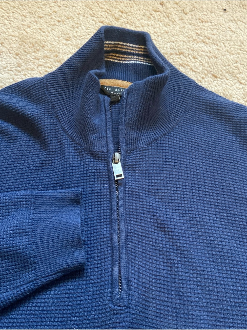 Ted Baker Navy Textured Half-Zip Pullover